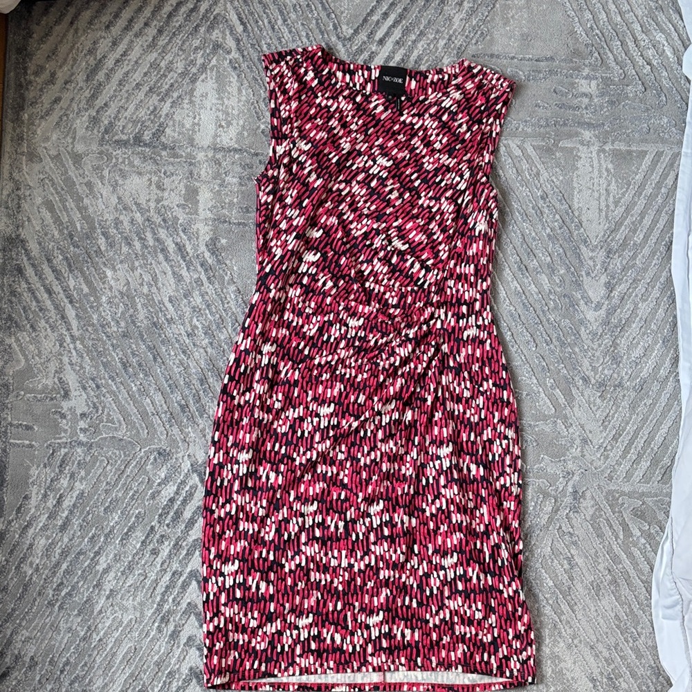 NIC+ZOE Pink and White Patterned Midi Dress